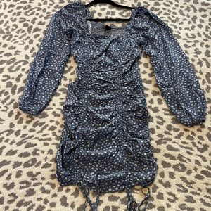 blue floral long sleeve dress